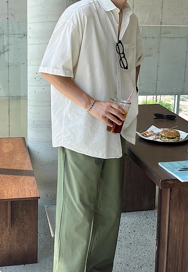 Men's summer solid color short-sleeved shirt CA25052342BE