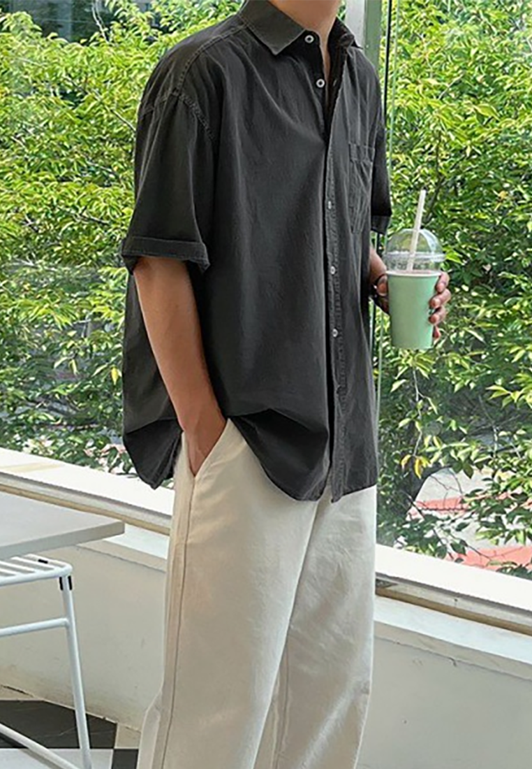 Men's summer solid color short-sleeved shirt CA25052342BE