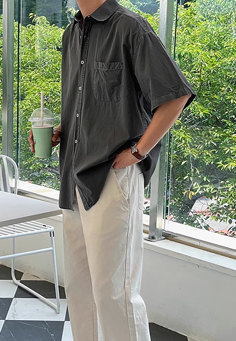 Men's summer solid color short-sleeved shirt CA25052342BE