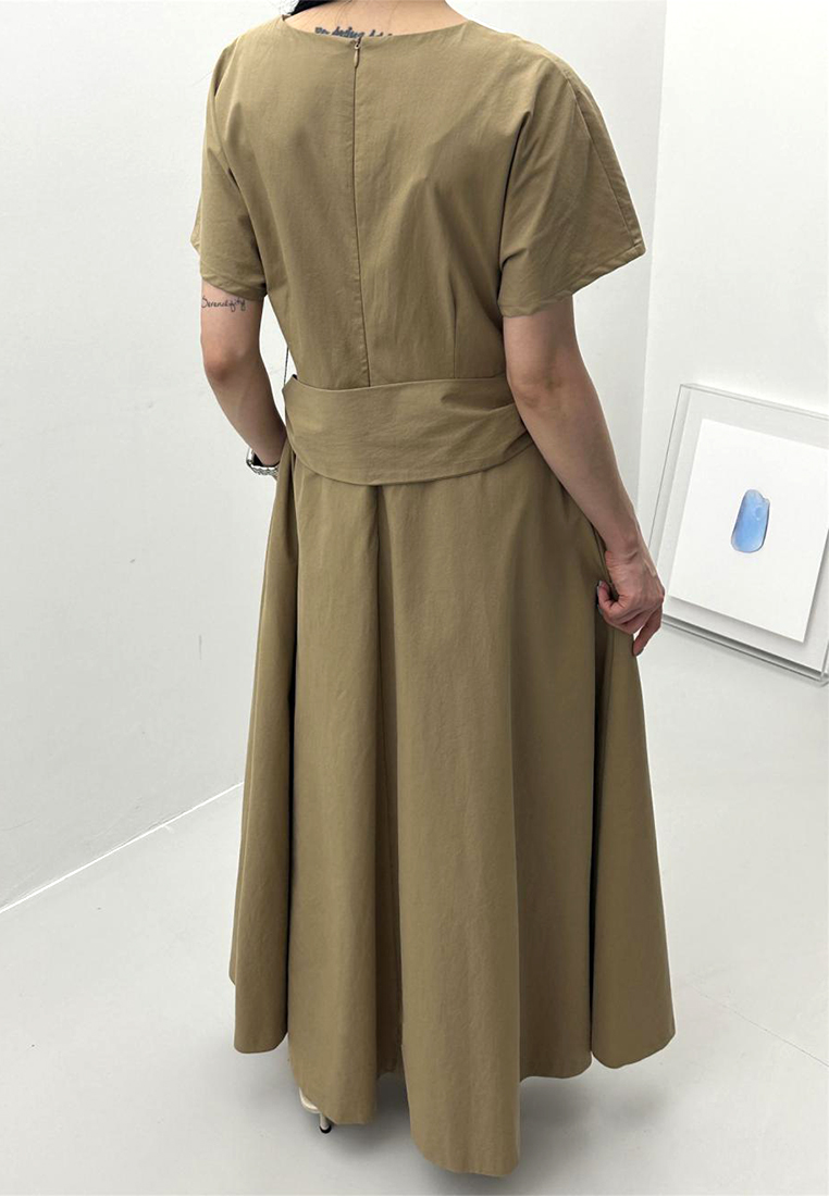 2024 Contrast V-neck Lace Loose Dress CA24041042BK