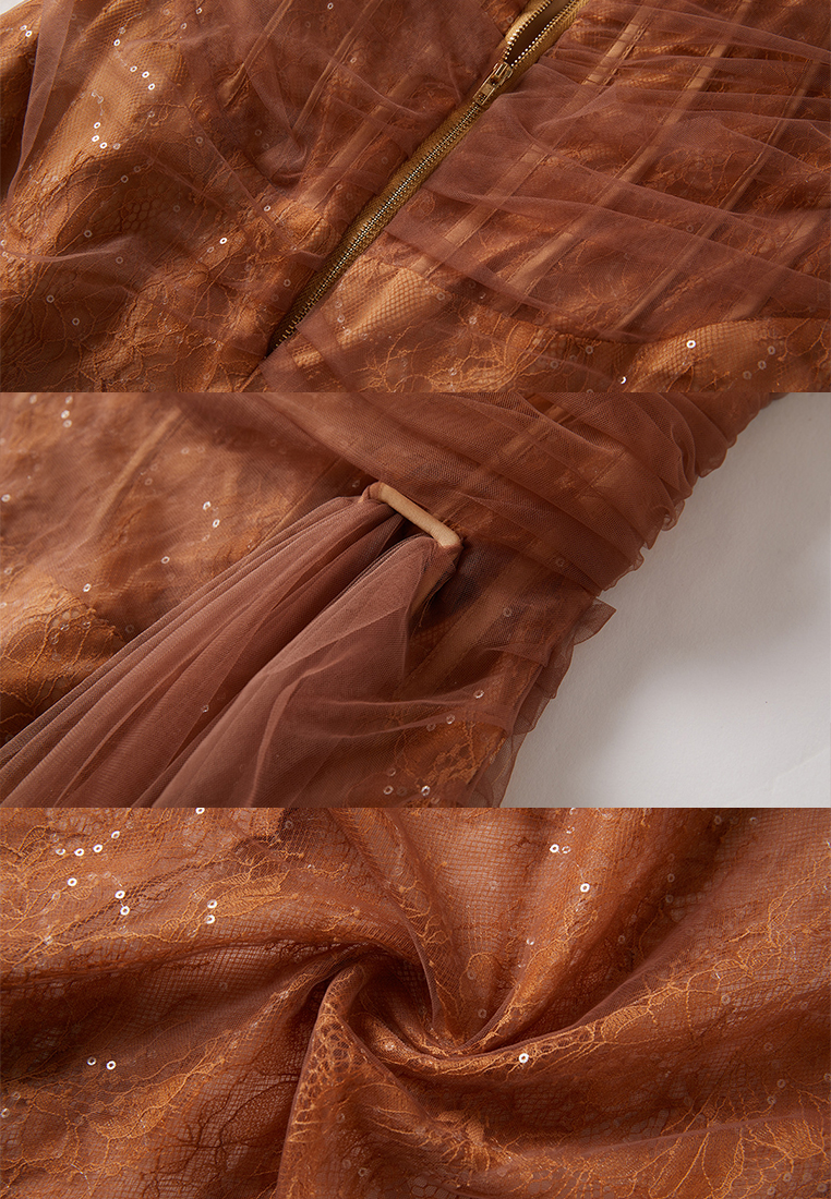 Lace mesh slim fit dress CA241128142W