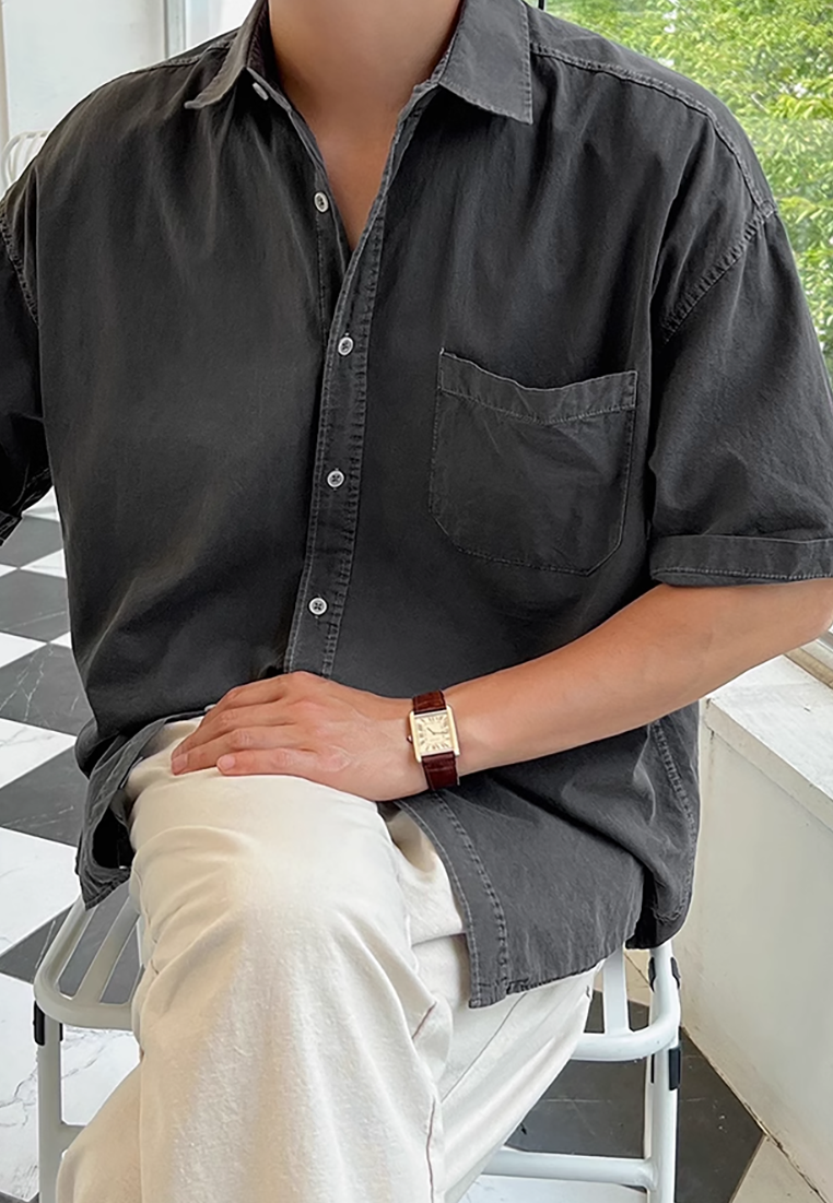 Men's summer solid color short-sleeved shirt CA25052342BE