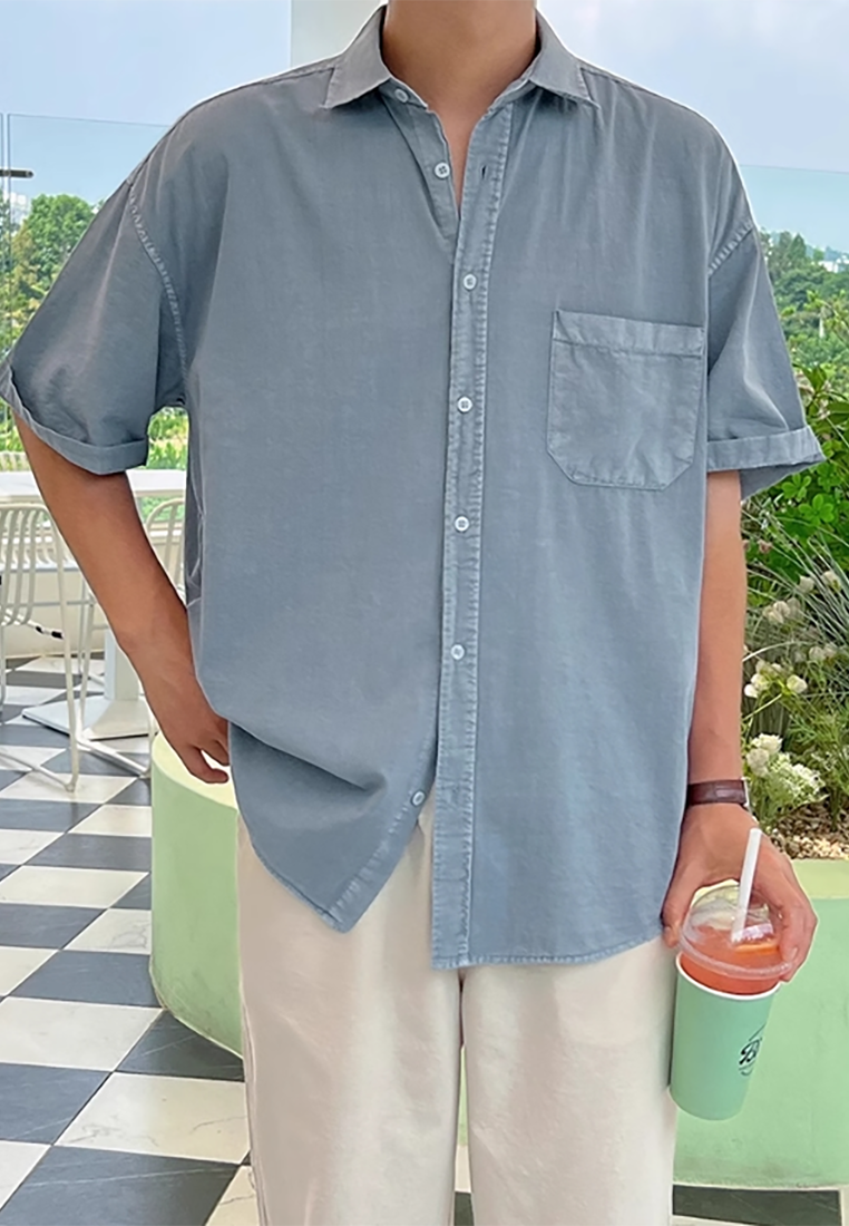 Men's summer solid color short-sleeved shirt CA25052342BE