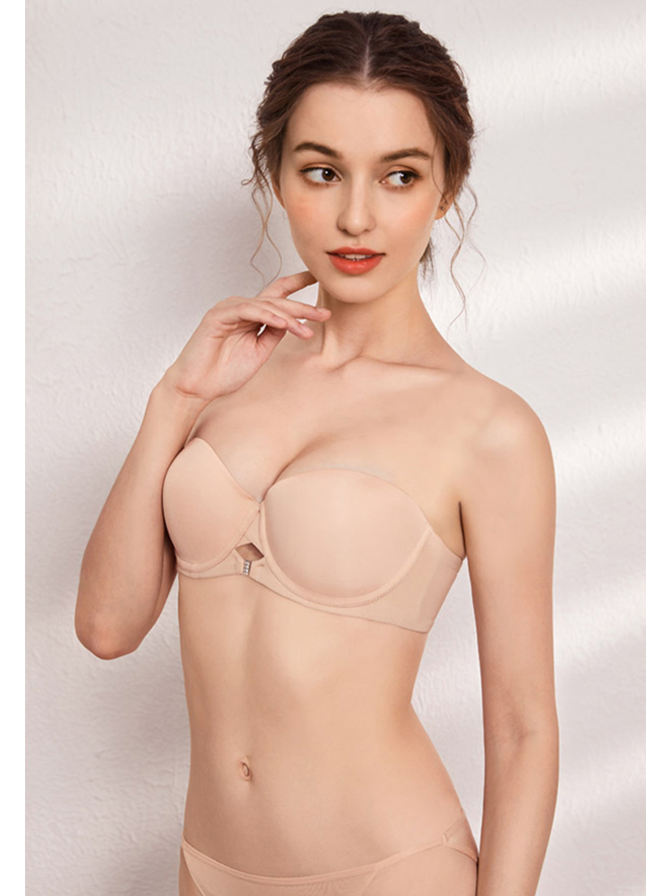 Sexy Detachable Shoulder Strap Anti-Slip Smooth Seamless Soft Underwire Half Cup Bra CA23050443W