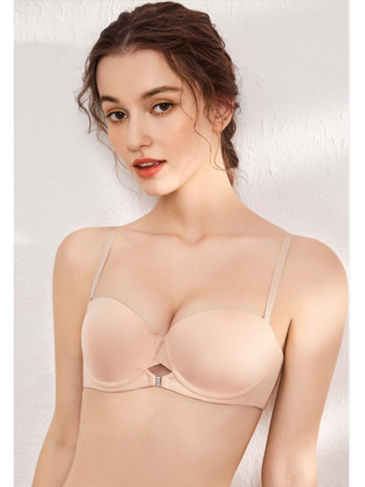 Sexy Detachable Shoulder Strap Anti-Slip Smooth Seamless Soft Underwire Half Cup Bra CA23050443W
