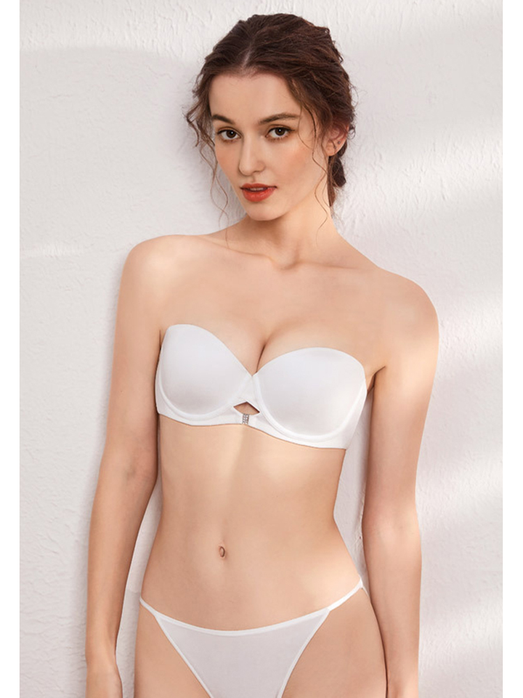 Sexy Detachable Shoulder Strap Anti-Slip Smooth Seamless Soft Underwire Half Cup Bra CA23050443W