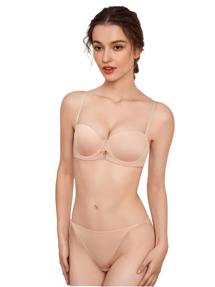 Sexy Detachable Shoulder Strap Anti-Slip Smooth Seamless Soft Underwire Half Cup Bra CA23050443W