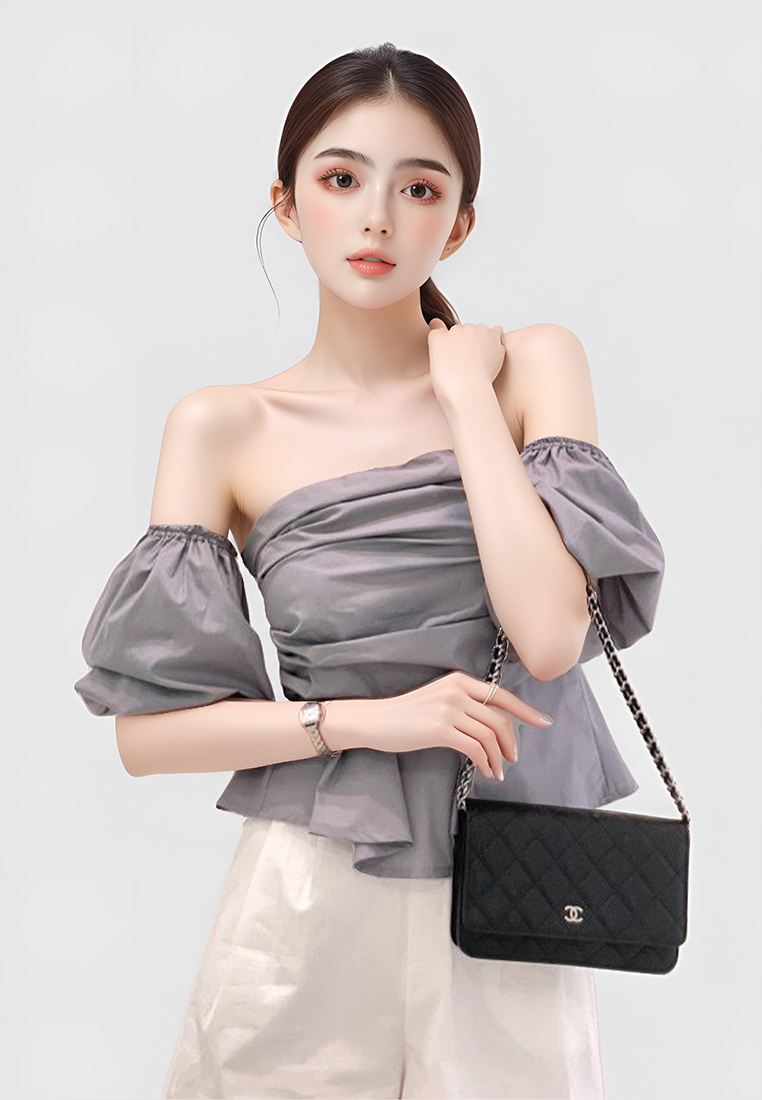 Summer new waist sexy puff sleeve shirt CA25060343YE