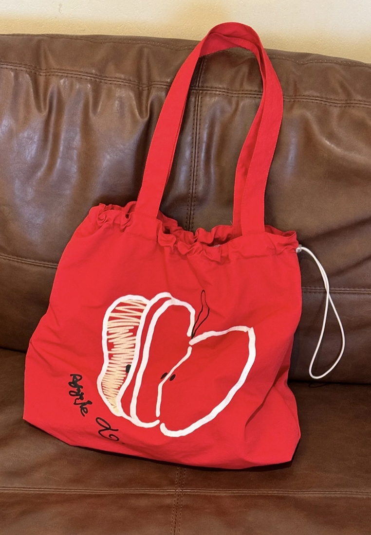 Korean version of ins thin red and white contrast apple handbag CA25061743RD