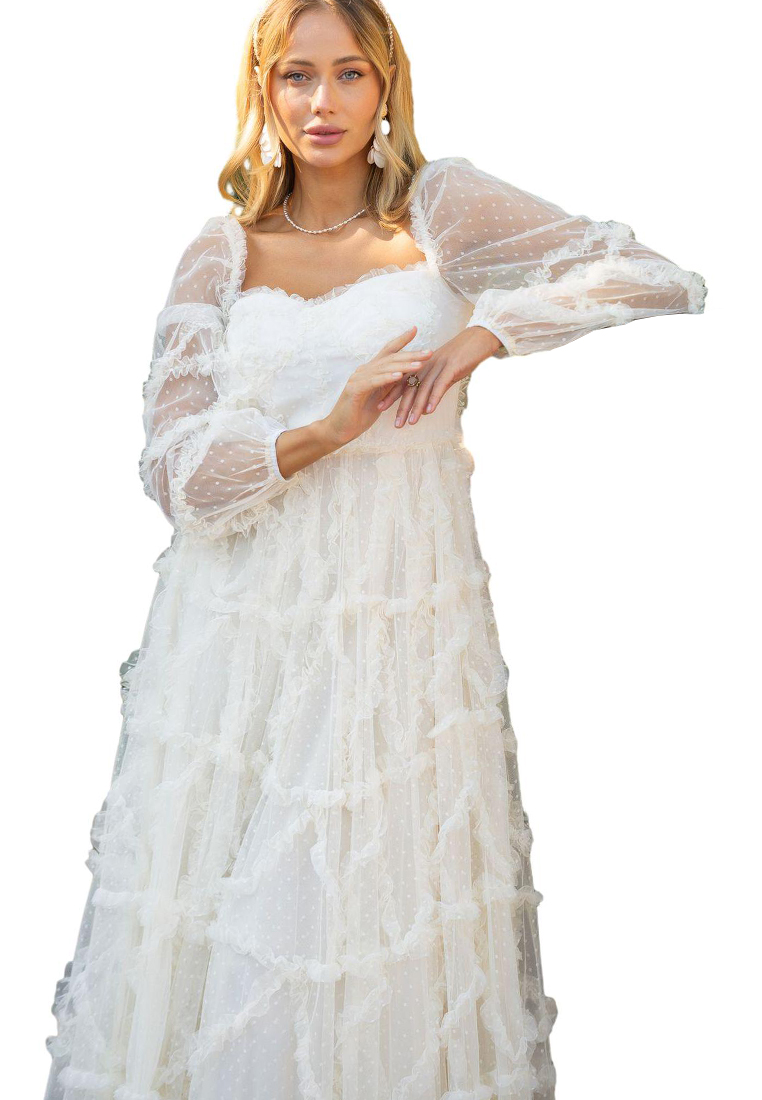 2024 Long sleeved bow polka dot dress CA24031943BE