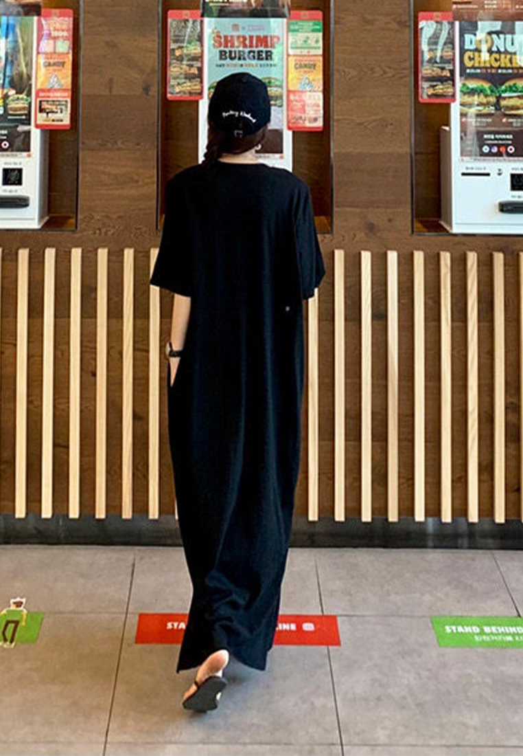 New casual round neck solid color short sleeved dress CA25032743PI