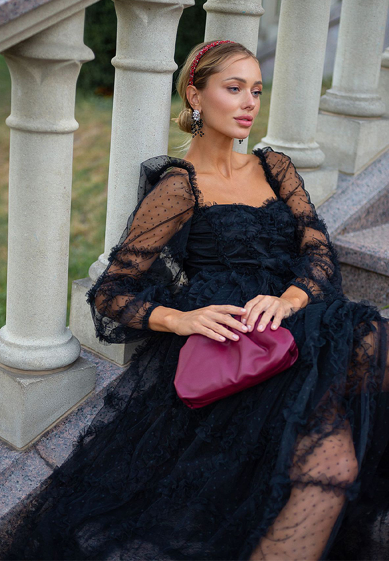 2024 Long sleeved bow polka dot dress CA24031943BE