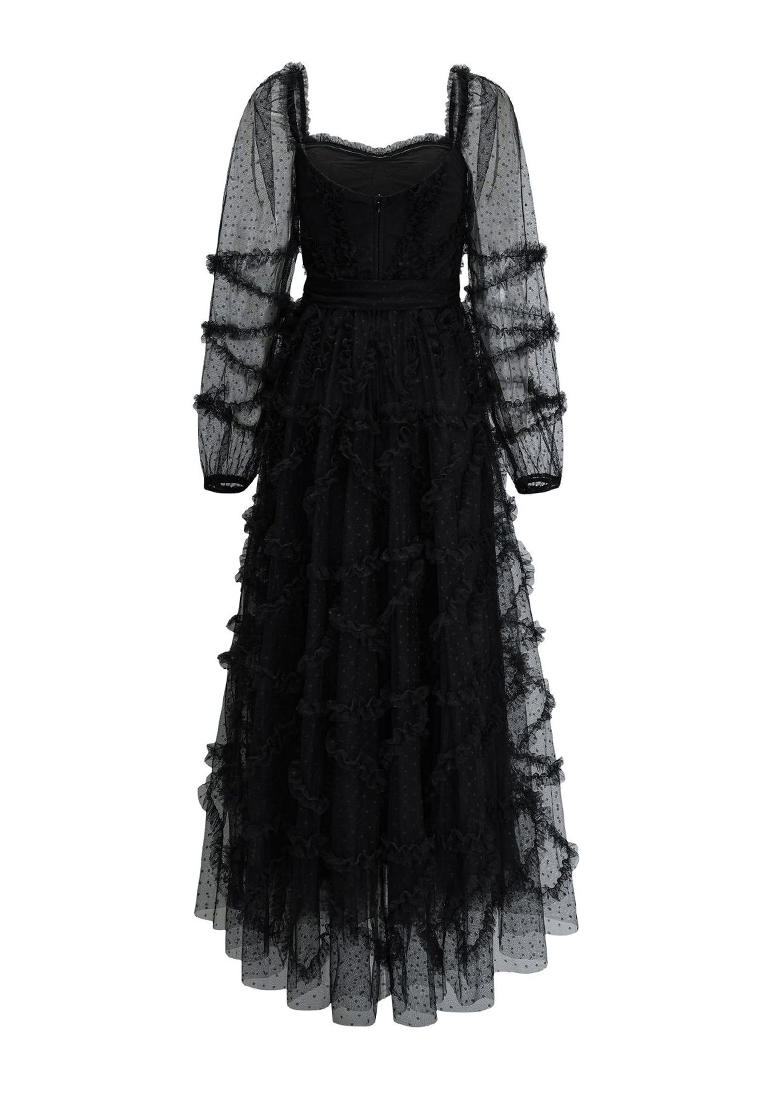 2024 Long sleeved bow polka dot dress CA24031943BE