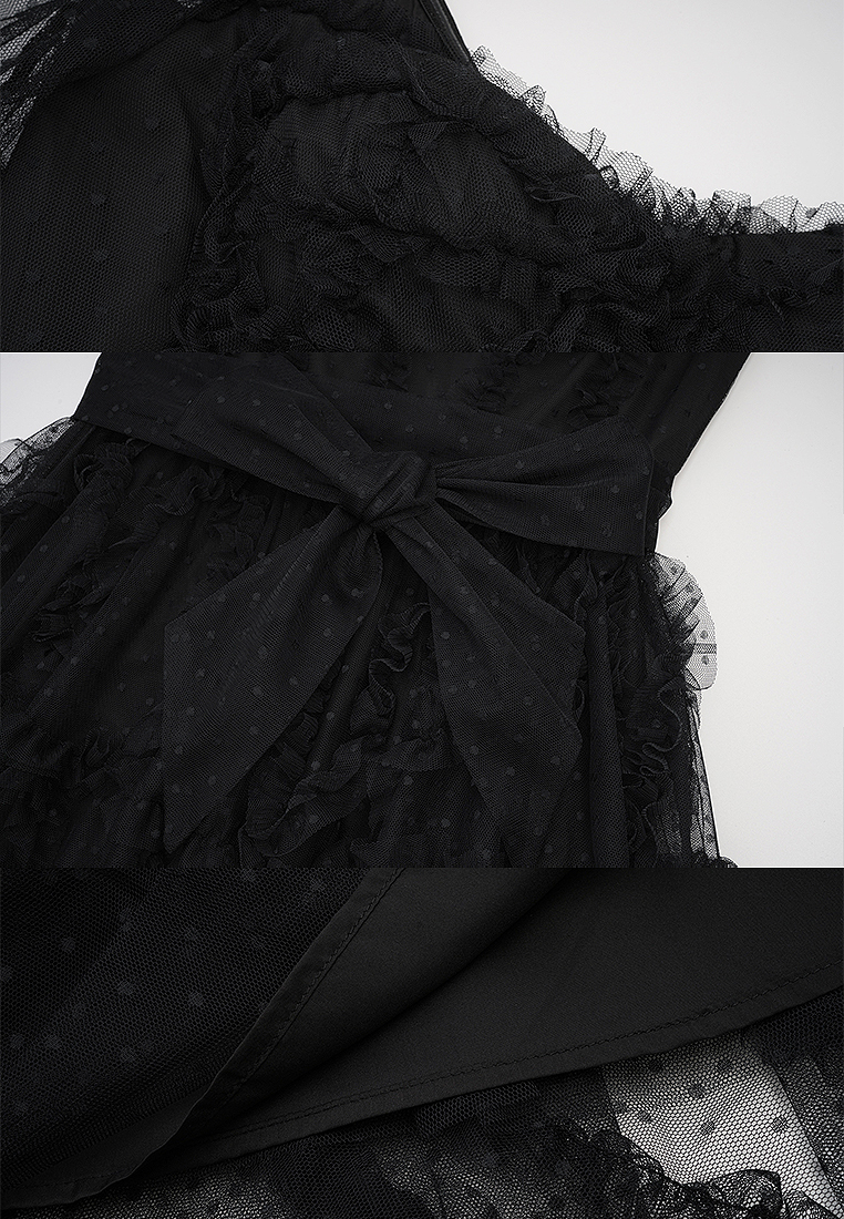 2024 Long sleeved bow polka dot dress CA24031943BE