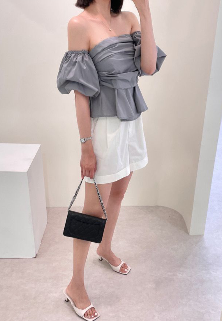 Summer new waist sexy puff sleeve shirt CA25060343YE