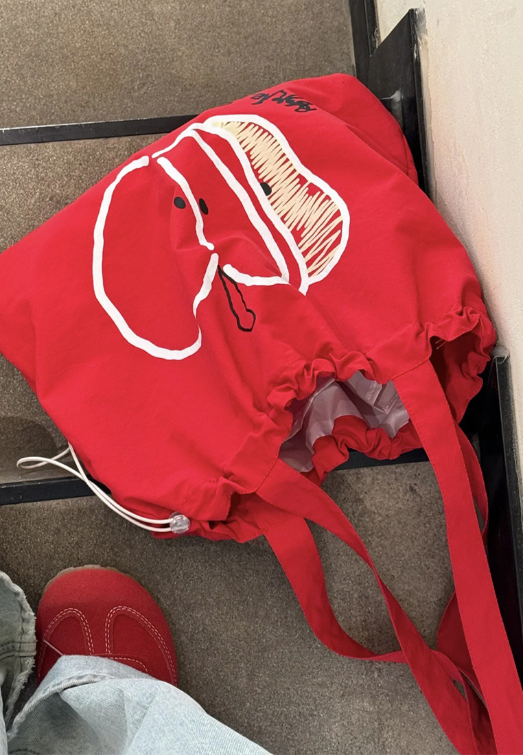 Korean version of ins thin red and white contrast apple handbag CA25061743RD