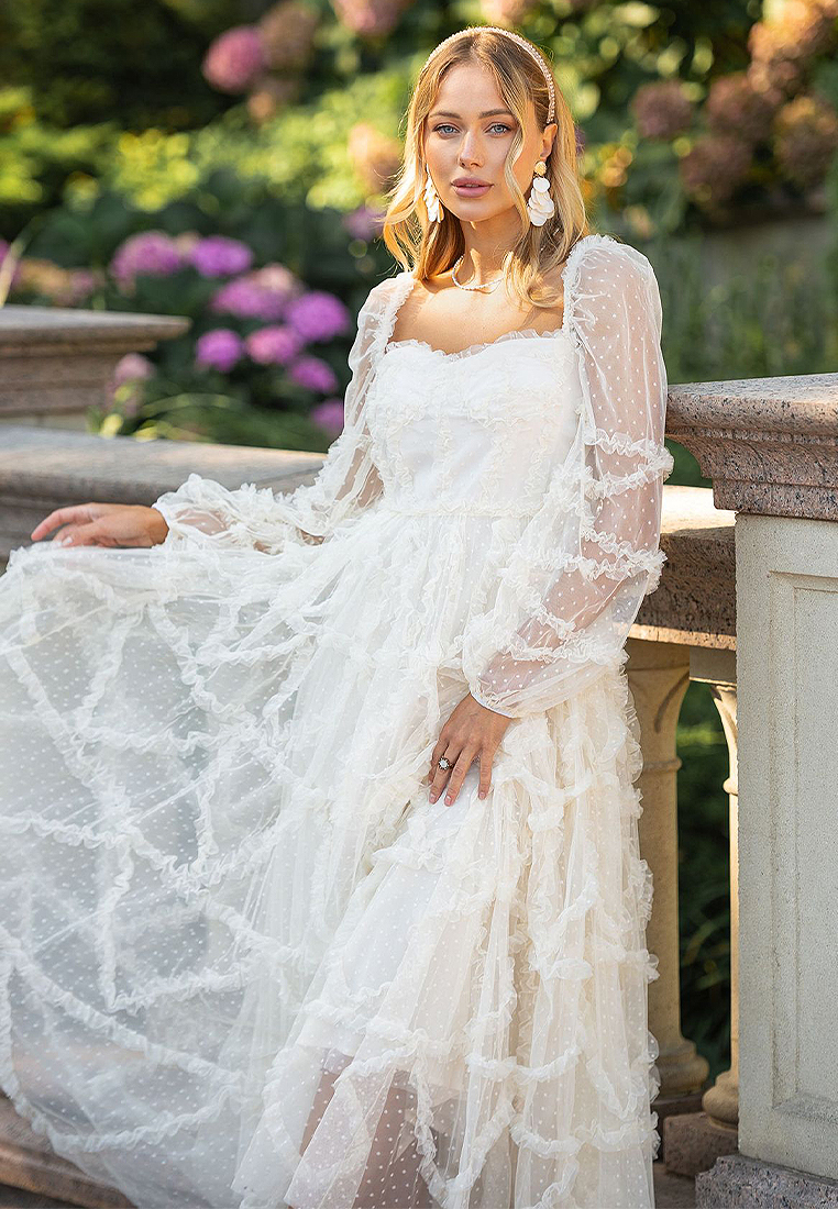 2024 Long sleeved bow polka dot dress CA24031943BE