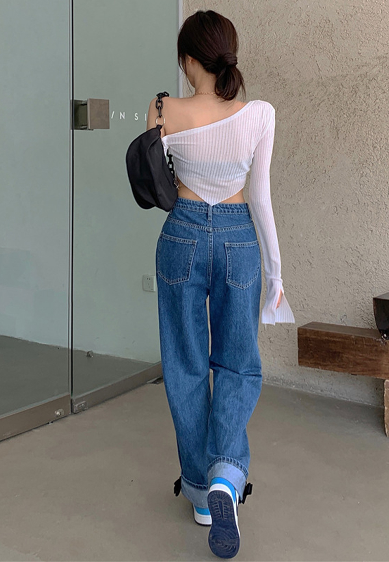 New fashion bow letter embroidered jeans CA25042943BL