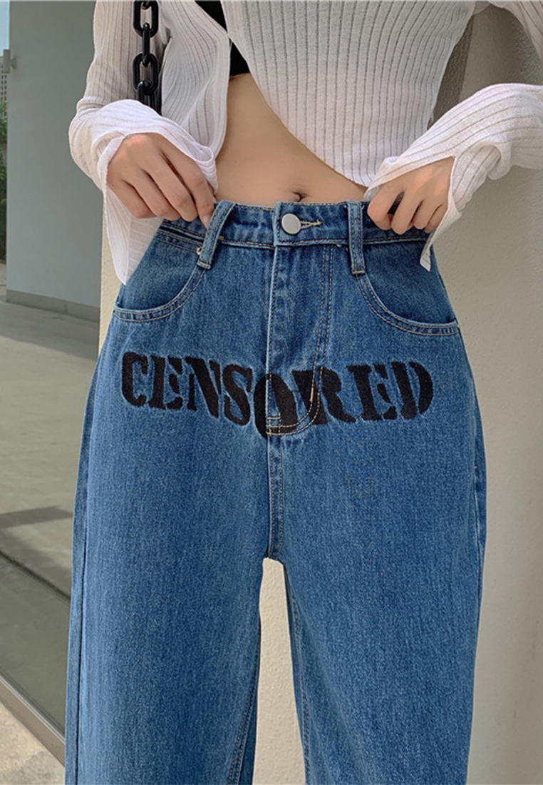 New fashion bow letter embroidered jeans CA25042943BL