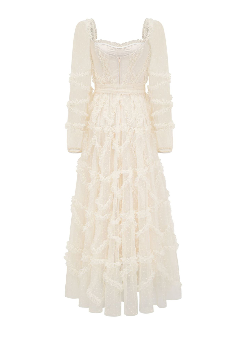 2024 Long sleeved bow polka dot dress CA24031943BE