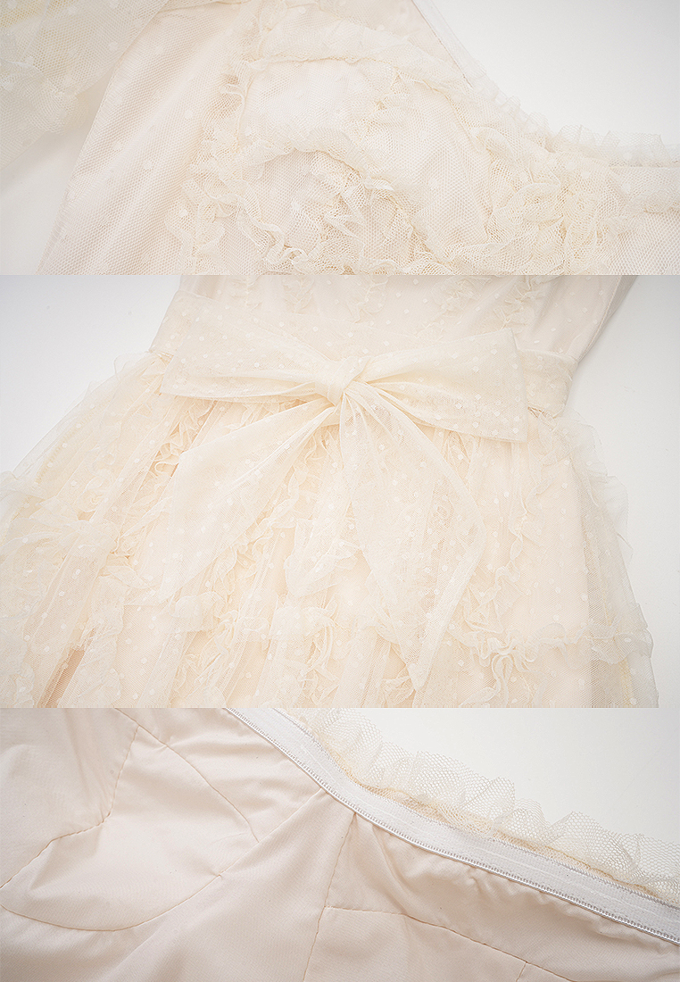 2024 Long sleeved bow polka dot dress CA24031943BE