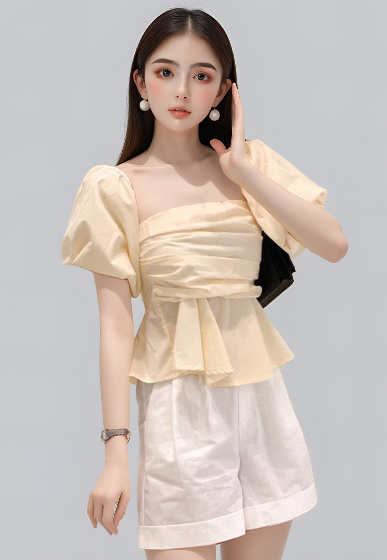 Summer new waist sexy puff sleeve shirt CA25060343YE