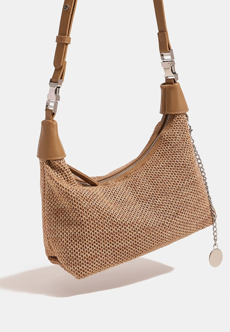 Minimalist Vacation Style Openwork Woven Hobo Bag K26052006