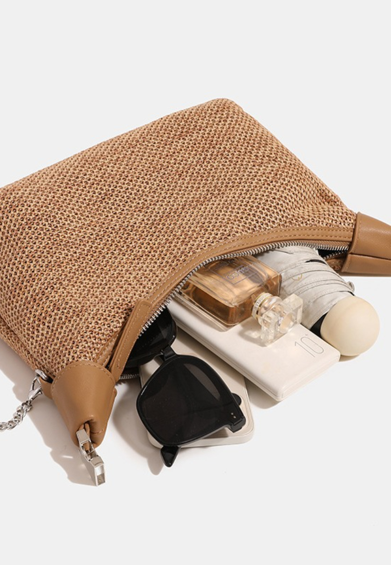 Minimalist Vacation Style Openwork Woven Hobo Bag K26052006