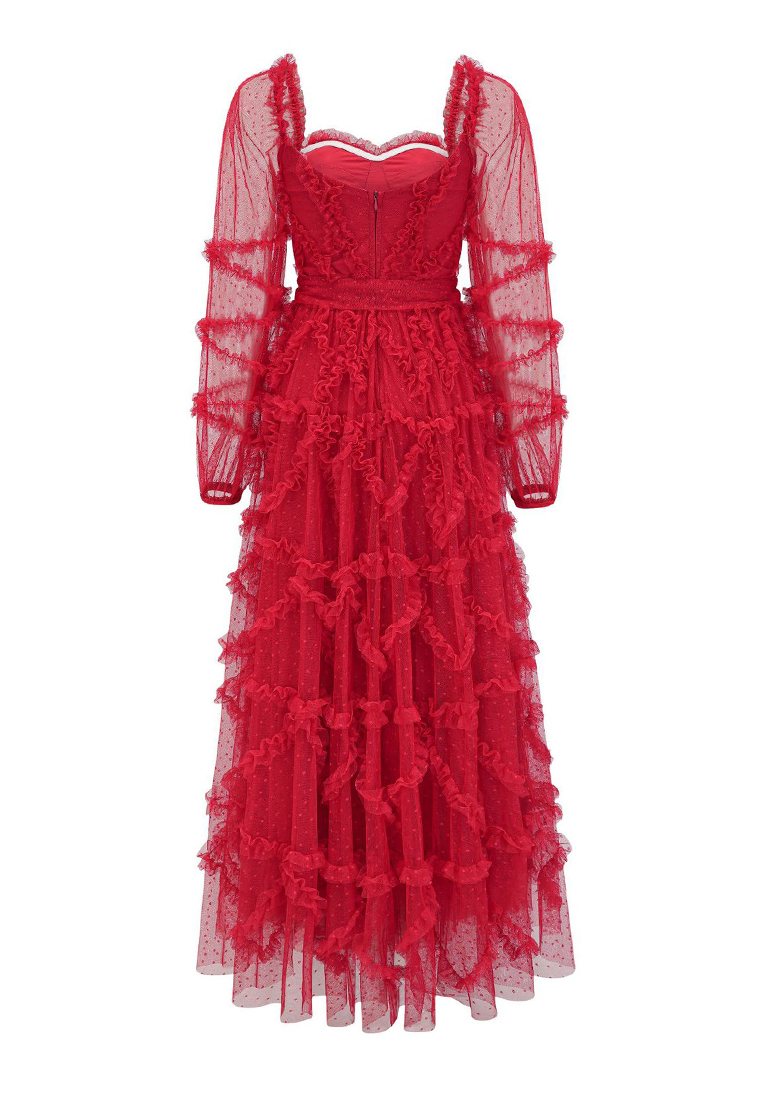 2024 Long sleeved bow polka dot dress CA24031943BE