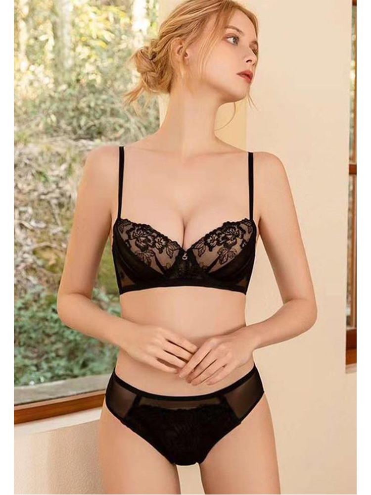 Sexy Lace Trimmed Bra Set for Small Breasts CA23050444RD-sunnydaysweety