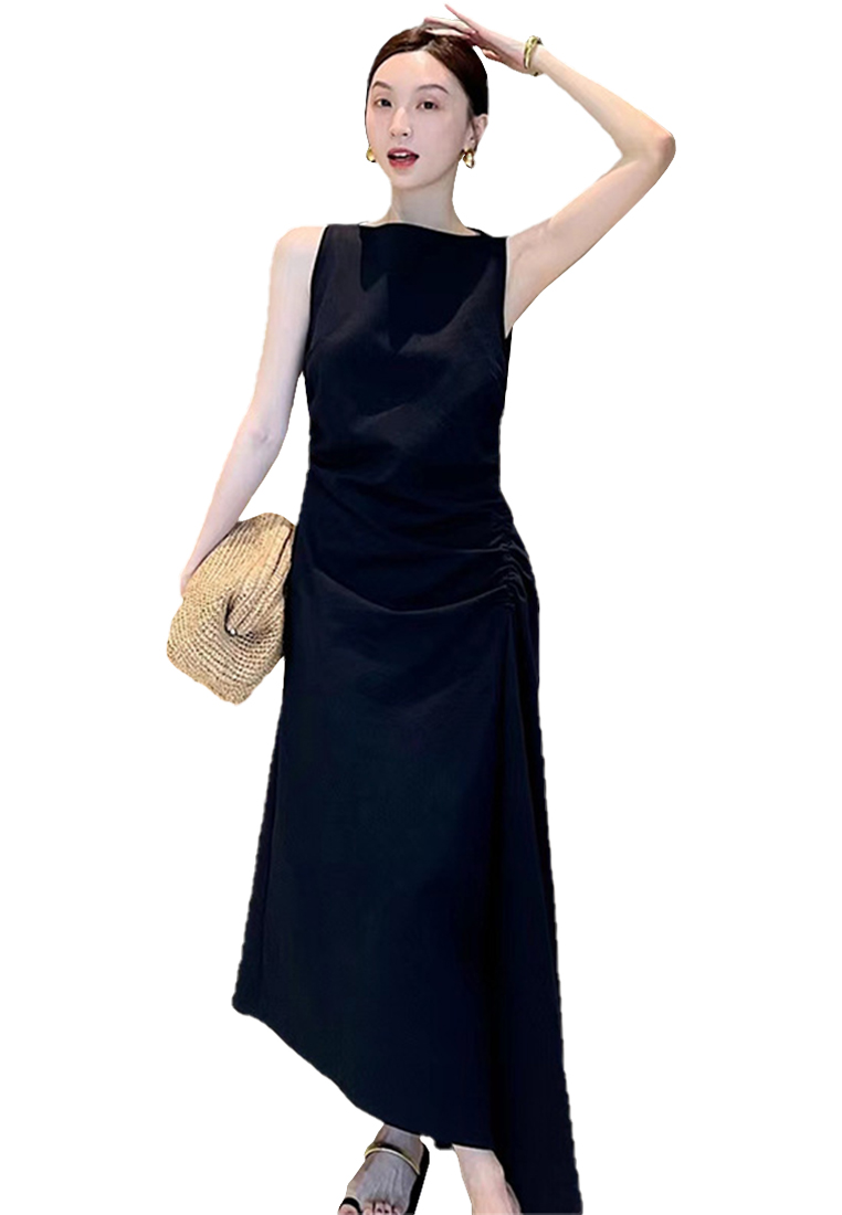 New elegant sleeveless retro casual maxi dress  CA24030744BK