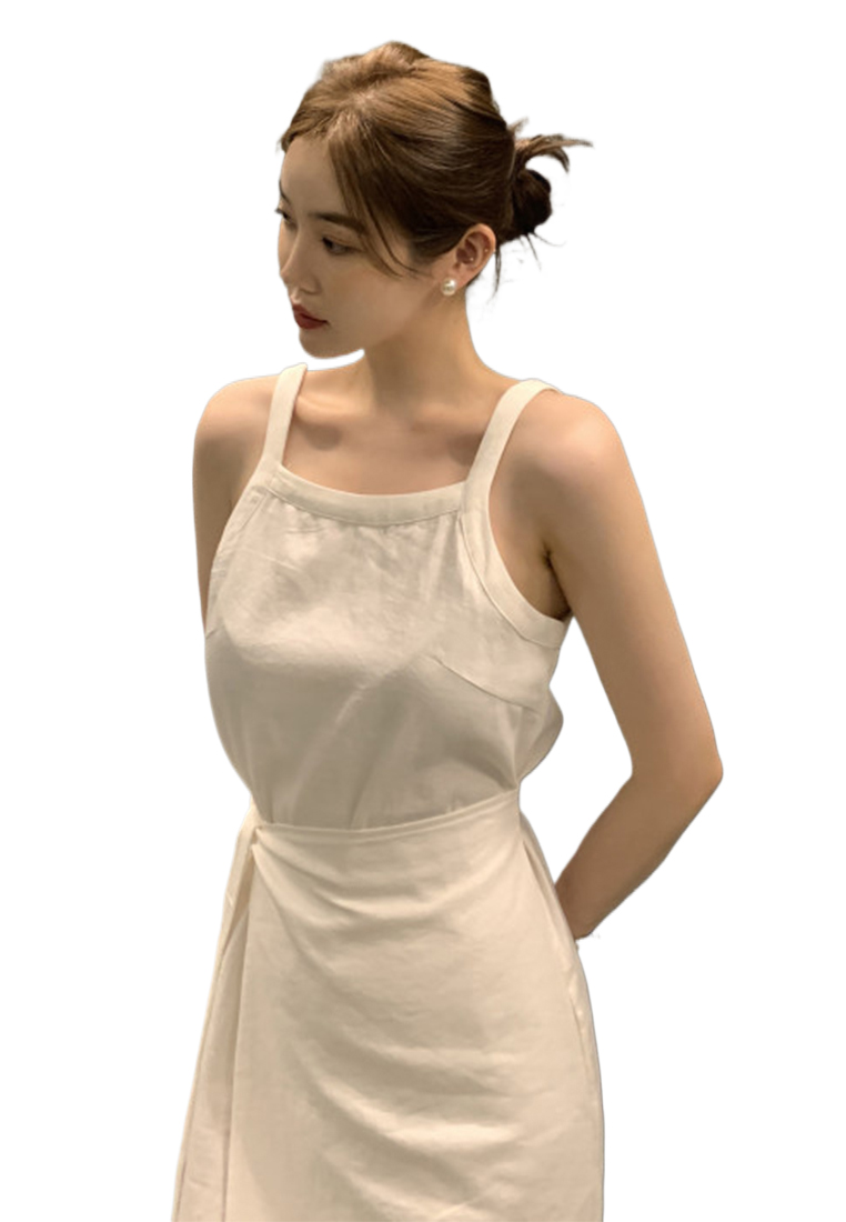 French design solid color suspender dress CA25060344W