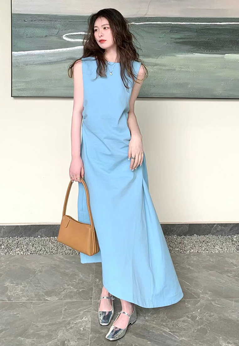 New elegant sleeveless retro casual maxi dress  CA24030744BK