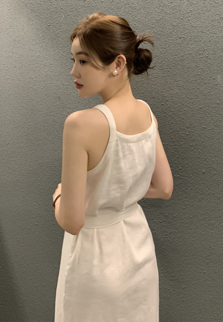 French design solid color suspender dress CA25060344W