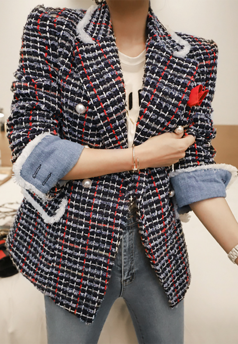 Autumn New Slim-fit Long Sleeve Tweed Coat CA25091544MT