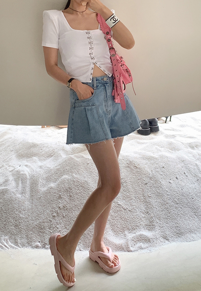  Summer Loose fit denim shorts CA24041044BL-sunnydaysweety