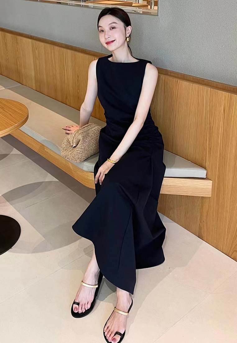 New elegant sleeveless retro casual maxi dress  CA24030744BK