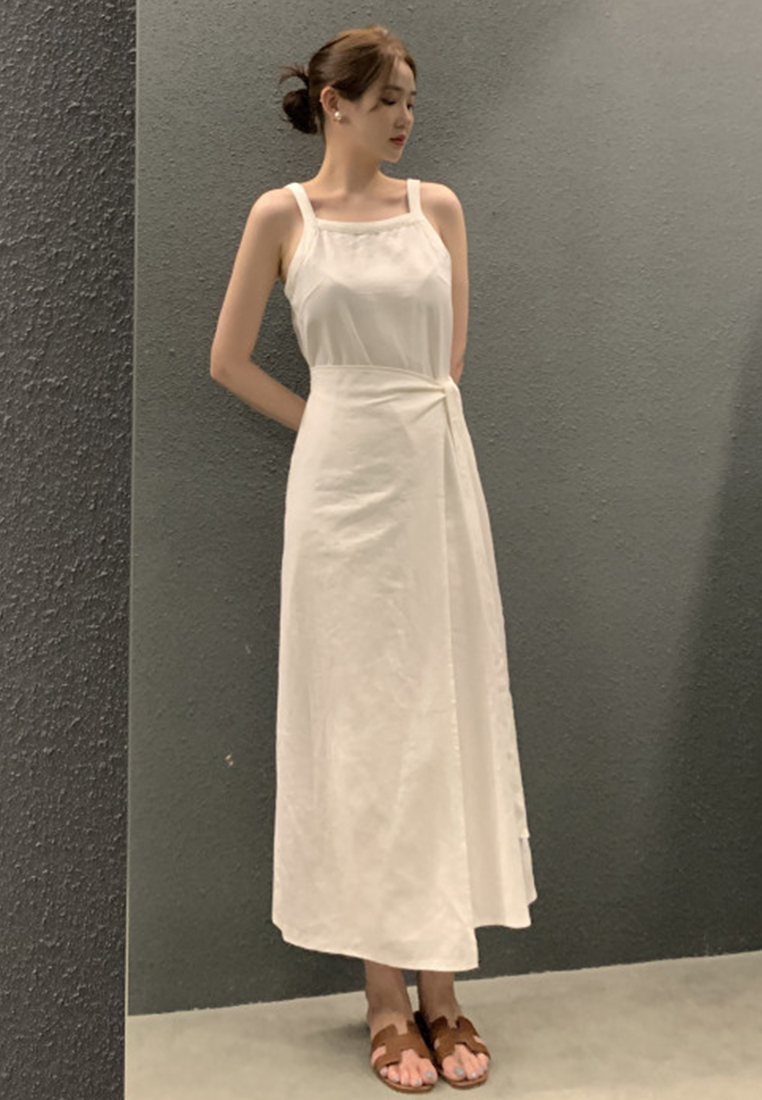 French design solid color suspender dress CA25060344W