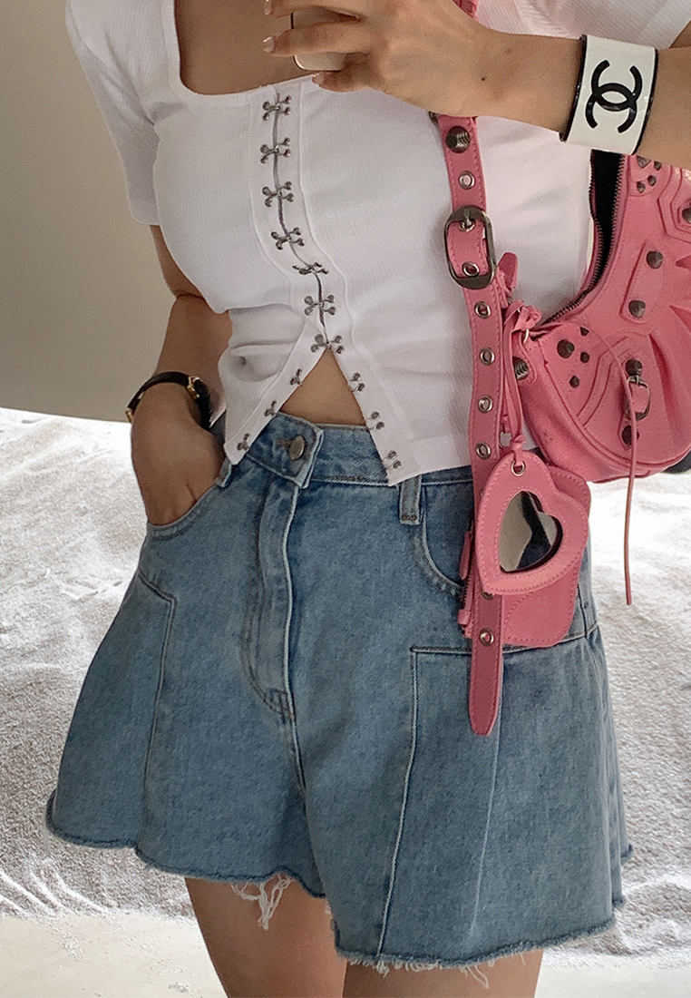  Summer Loose fit denim shorts CA24041044BL-sunnydaysweety