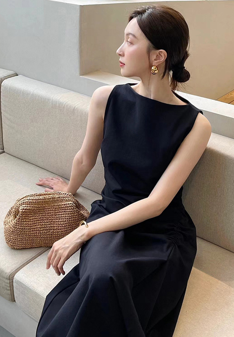 New elegant sleeveless retro casual maxi dress  CA24030744BK