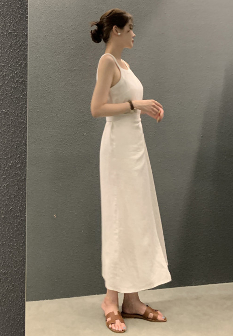 French design solid color suspender dress CA25060344W