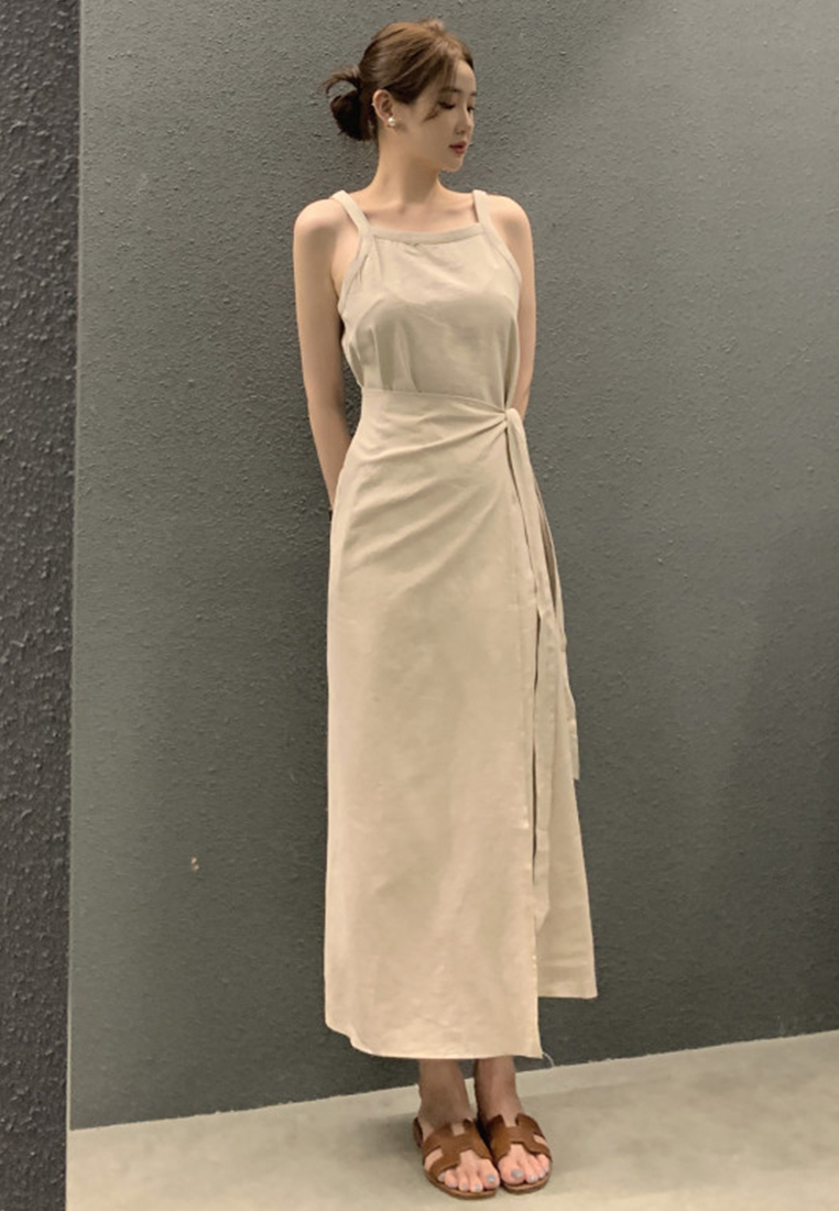 French design solid color suspender dress CA25060344W