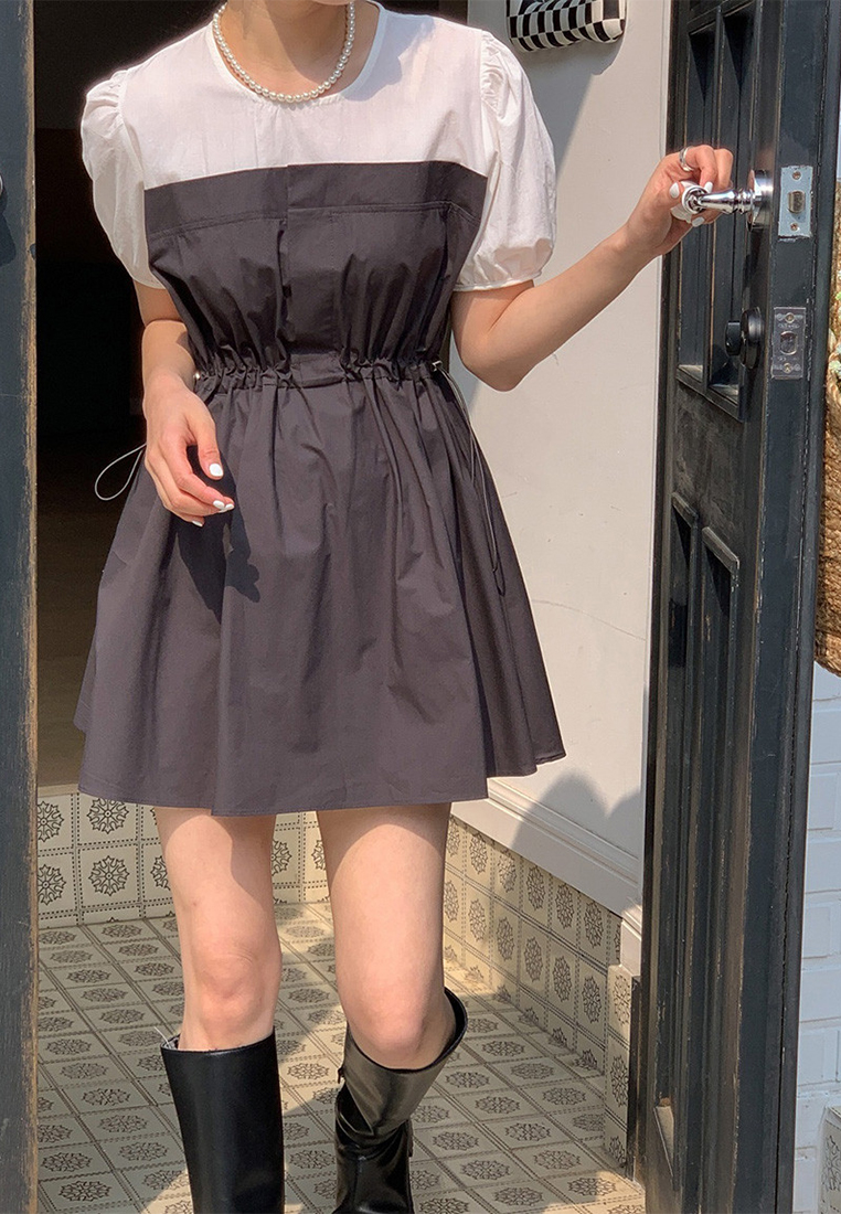 Stylish waist cinching dress with temperament CA25032744BK