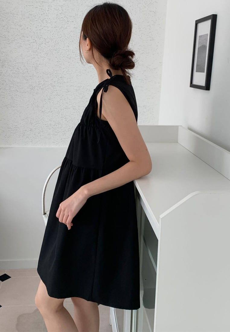 Solid color loose short dress CA25032739BK