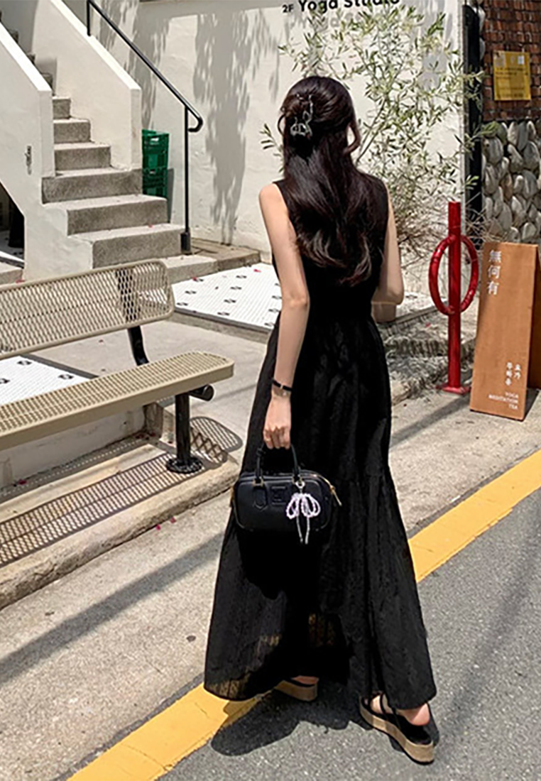 2025 Summer Crochet Back Zipper Ruffle Sleeveless Dress CA25021331W