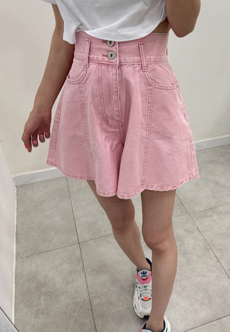  New Pink minimalist denim shorts CA24041045PI-sunnydaysweety