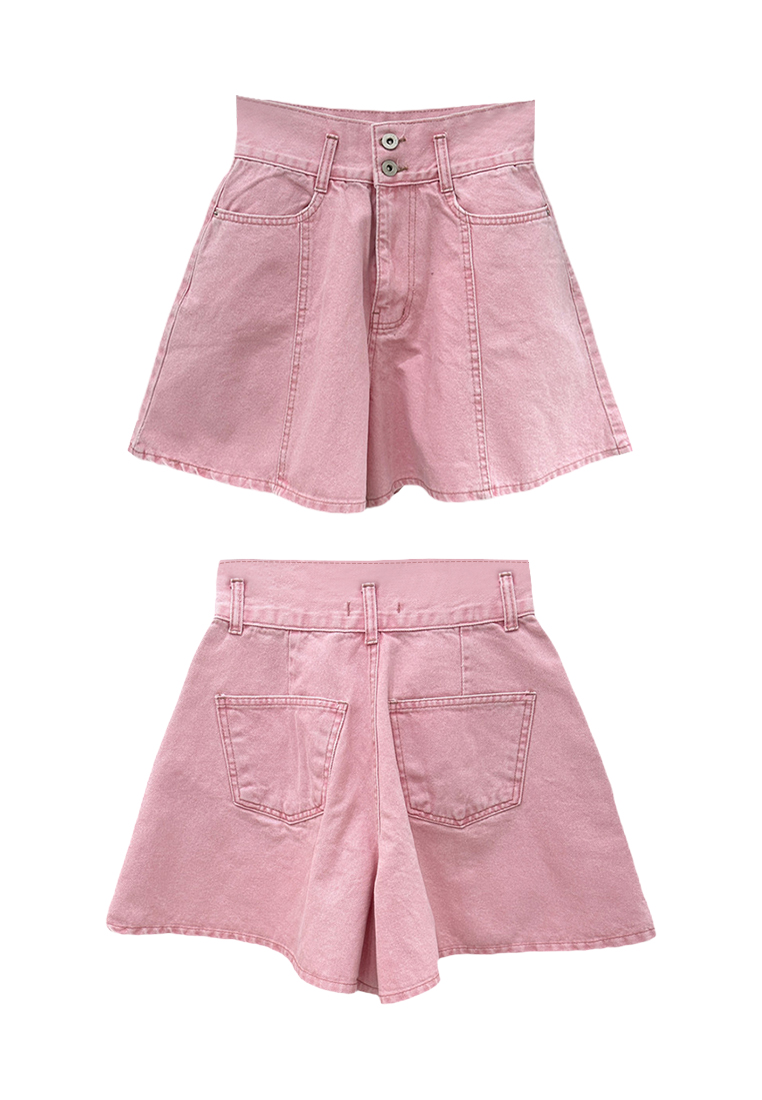  New Pink minimalist denim shorts CA24041045PI-sunnydaysweety