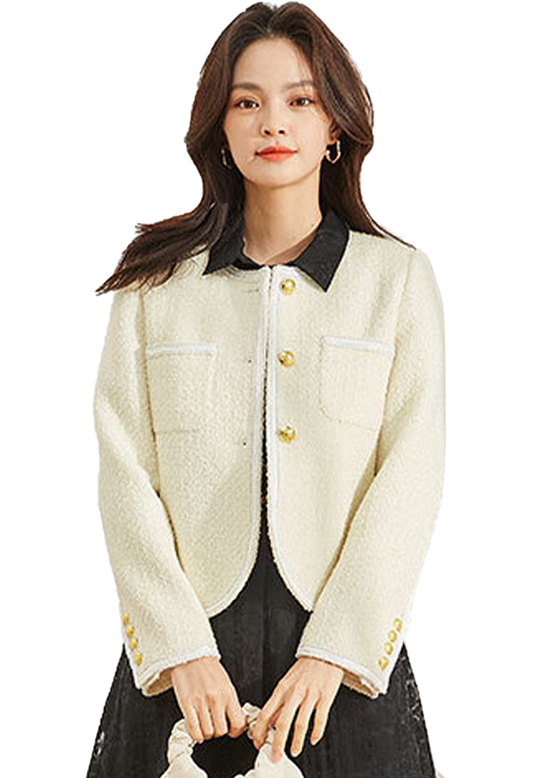 Round neck single-breasted design commuting jacket top CA101945BK