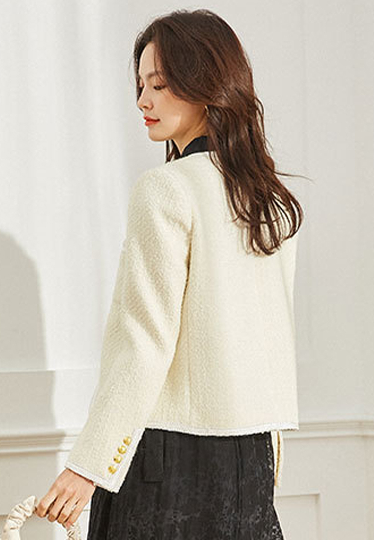 Round neck single-breasted design commuting jacket top CA101945BK