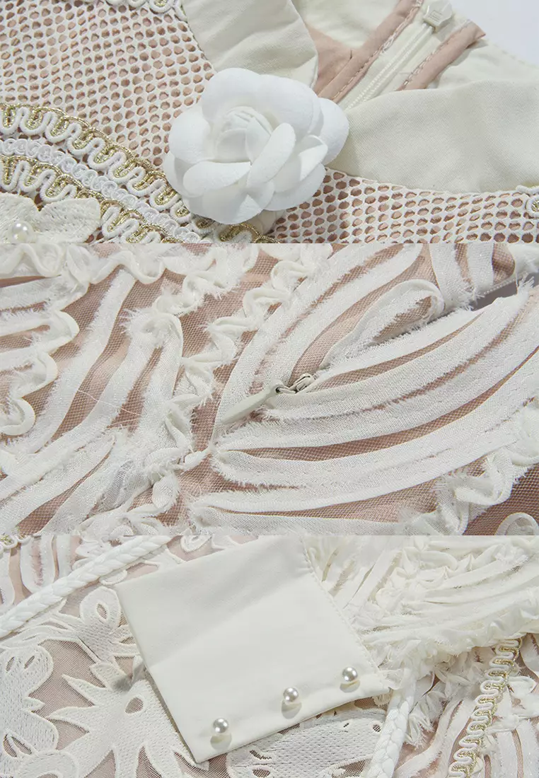 New white lace embroidered dress CA24102504W